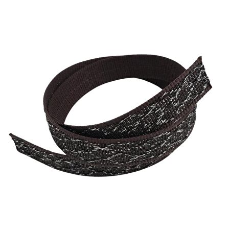 3 cm Polyester Kolon Kahverengi Gümüş Simli 1 Metre