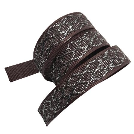 3 cm Polyester Kolon Kahverengi Gümüş Simli 1 Metre