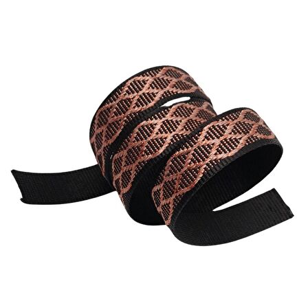 3 cm Polyester Kolon Siyah Pembe Simli 1 Metre