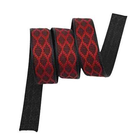 3 cm Polyester Kolon Siyah Kırmızı 1 Metre