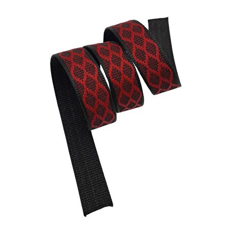 3 cm Polyester Kolon Siyah Kırmızı 1 Metre
