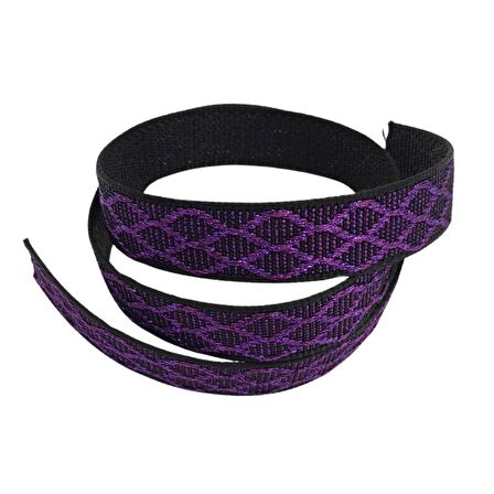 3 cm Polyester Kolon Siyah Mor Simli 1 Metre