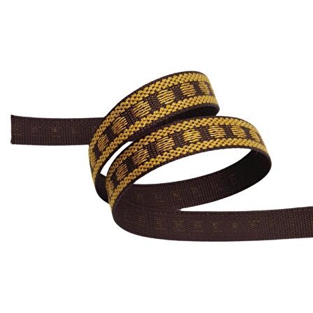 3 cm Polyester Kolon Kahverengi Gold Simli 1 Metre