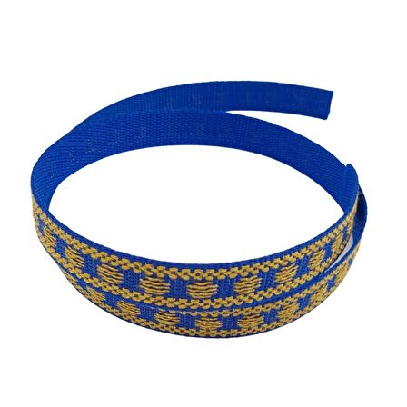 2.5 cm Polyester Kolon Mavi Gold Simli 1 Metre