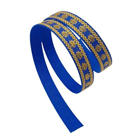 2.5 cm Polyester Kolon Mavi Gold Simli 1 Metre