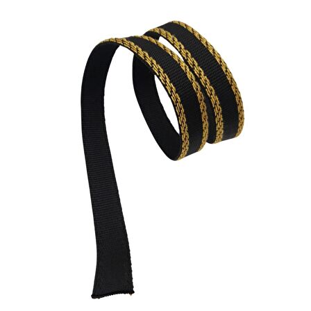 3 cm Polyester Kolon Siyah Gold No:2 Simli 1 Metre