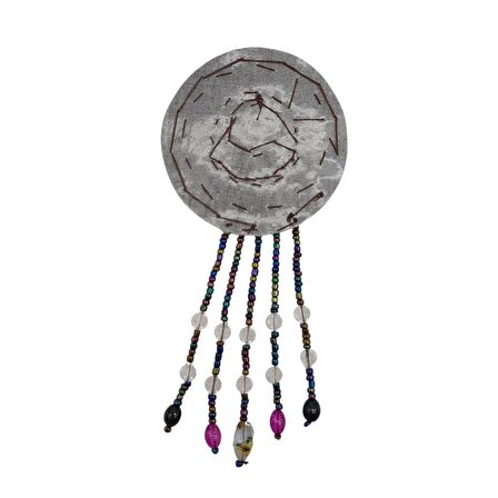 Angel Çanta Aksesuar Boncuk İşlemeli Derili Yuvarlak Model Otantik Süs 1 Adet