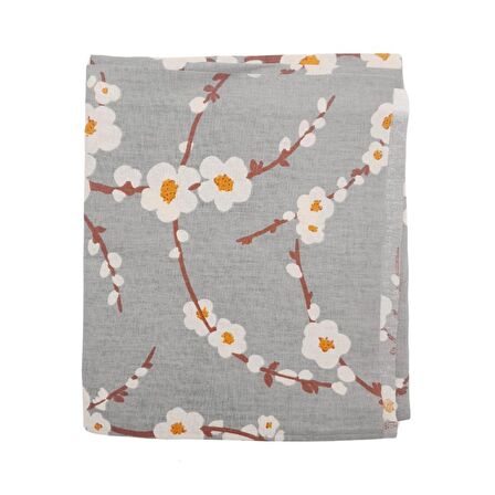 80x35 cm Pamuklu Astarlık Kumaş Papatya Desen Gri Renk No:38