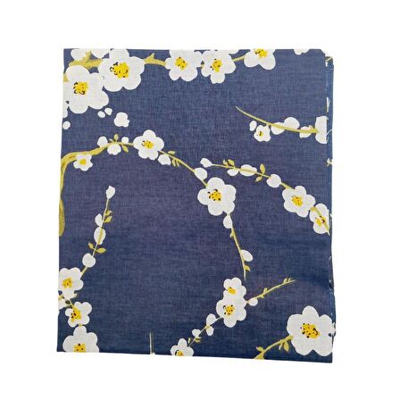 80x35 cm Pamuklu Astarlık Kumaş Papatya Desen Lacivert Renk No:40