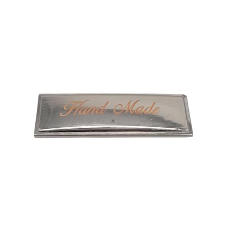 Handmade Yazılı Metal Etiket Plaka Süs Gümüş Renk