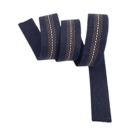 4 cm Pamuklu Kolon Lacivert Renk Kahve Beyaz Çizgili 1 Metre