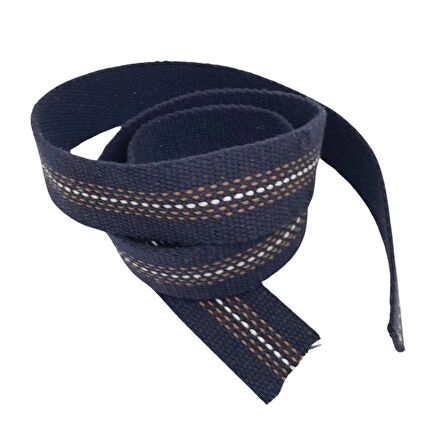 4 cm Pamuklu Kolon Lacivert Renk Kahve Beyaz Çizgili 1 Metre