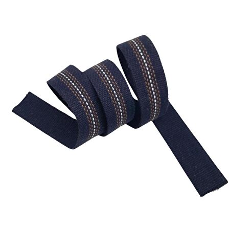 4 cm Pamuklu Kolon Lacivert Renk Kahve Beyaz Çizgili 1 Metre