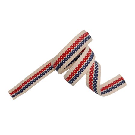 4 cm Jüt Kolon Zincir Desen Lacivert Kırmızı 1 Metre