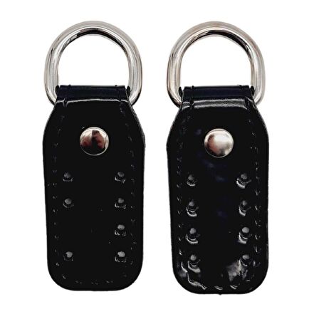 Çift Kat Dikişli Rugan Deri Siyah Renk Sapucu Böce Gümüş Metalli