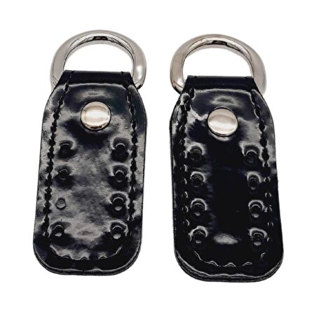 Çift Kat Dikişli Rugan Deri Siyah Renk Sapucu Böce Gümüş Metalli