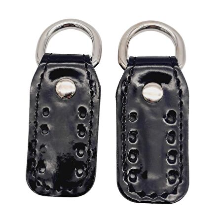 Çift Kat Dikişli Rugan Deri Siyah Renk Sapucu Böce Gümüş Metalli