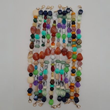 42 cm Renkli Akrilik Çanta Sapı No:03 Light Gold Metalli