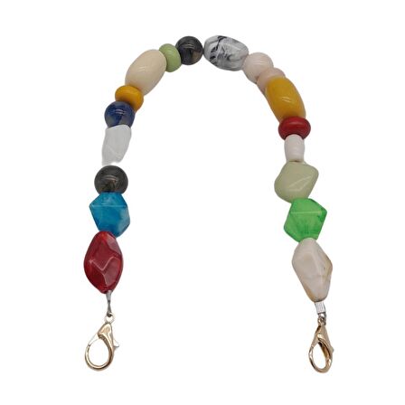 42 cm Renkli Akrilik Çanta Sapı No:07 Light Gold Metalli