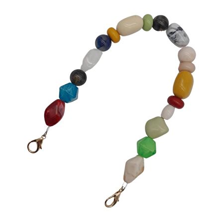 42 cm Renkli Akrilik Çanta Sapı No:07 Light Gold Metalli