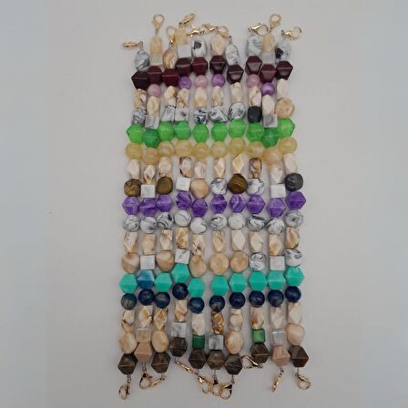 42 cm Renkli Akrilik Çanta Sapı No:08 Light Gold Metalli