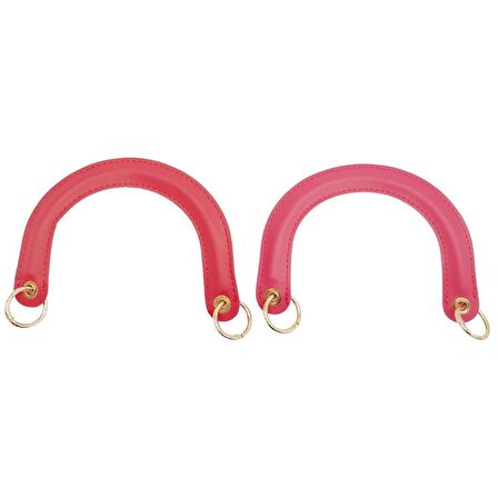 Yaylı Halkalı Kapsüllü Suni Deri Fuşya Renk Tutma Sapı Light Gold Metalli