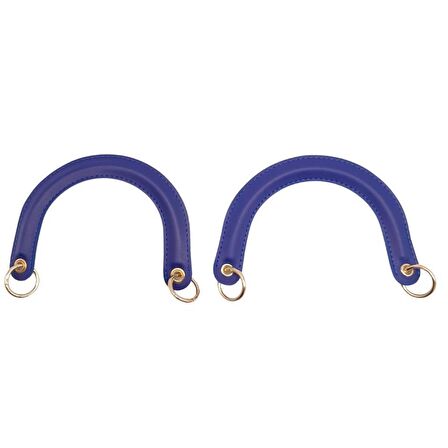 Yaylı Halkalı Kapsüllü Suni Deri Mavi Renk Tutma Sapı Light Gold Metalli