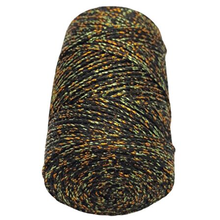 Renkli Simli Polyester Makrome Siyah Renk 200 gr No:01