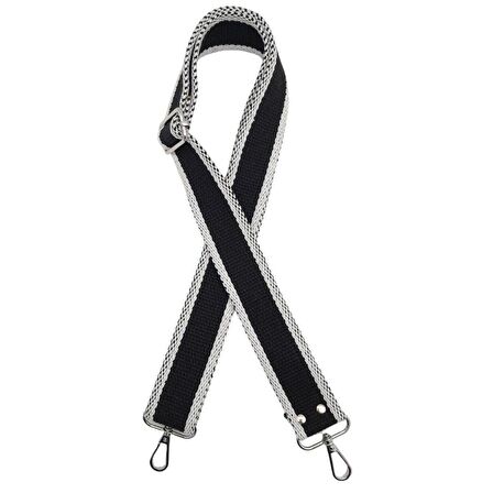 Pamuklu Kolon 120x4 cm Siyah Beyaz Renk Gümüş Metalli