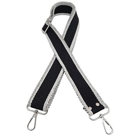 Pamuklu Kolon 120x4 cm Siyah Beyaz Renk Gümüş Metalli