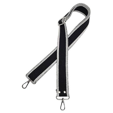 Pamuklu Kolon 120x4 cm Siyah Beyaz Renk Gümüş Metalli