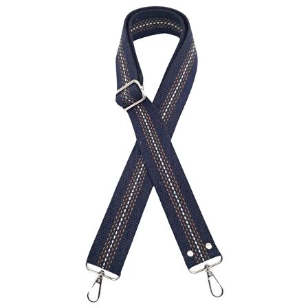 Pamuklu Kolon 120x4 cm Lacivert Renk Kahve Beyaz Çizgili Gümüş Metalli
