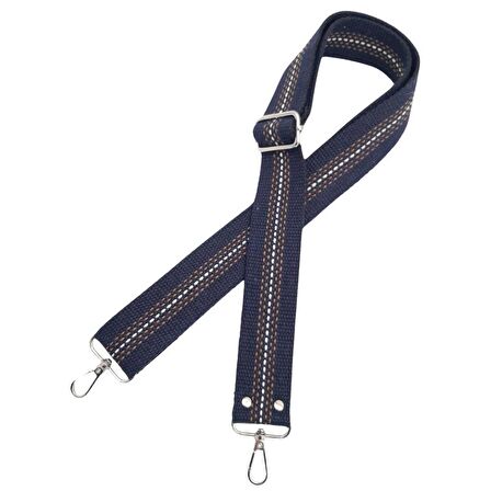 Pamuklu Kolon 120x4 cm Lacivert Renk Kahve Beyaz Çizgili Gümüş Metalli