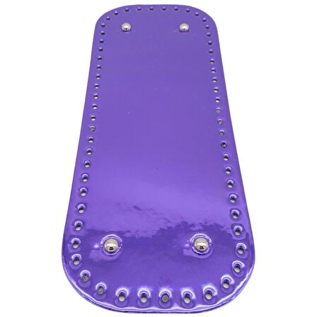 Parlak Rugan Deri 32x12 cm Dikdörtgen Çanta Tabanı Mor Renk Gümüş Metalli