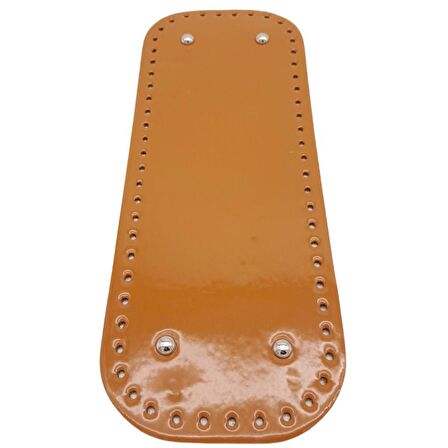 Parlak Rugan Deri 32x12 cm Dikdörtgen Çanta Tabanı Açık Taba Renk Gümüş Metalli