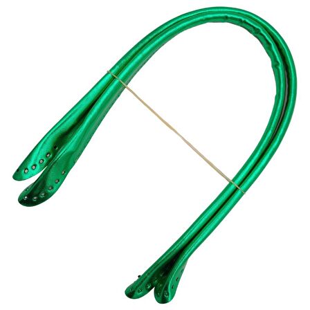 Parlak Rugan Deri Pelikan Model Çanta Sapı Yeşil Renk