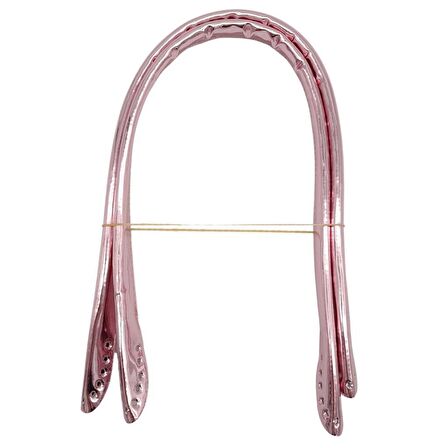 Parlak Rugan Deri Pelikan Model Çanta Sapı Pudra Renk