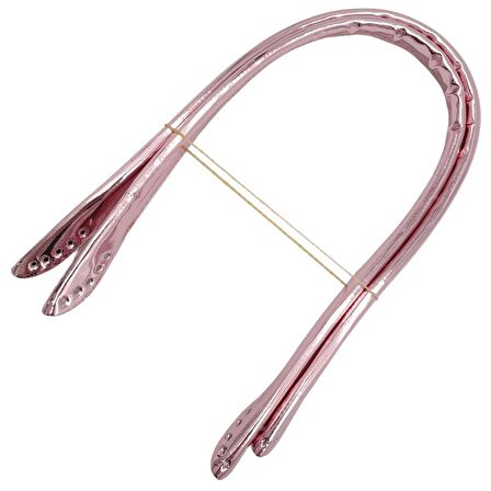 Parlak Rugan Deri Pelikan Model Çanta Sapı Pudra Renk