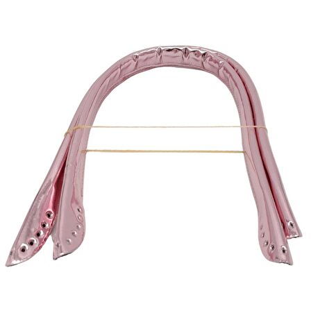 Parlak Rugan Deri Pelikan Model Çanta Sapı Pudra Renk