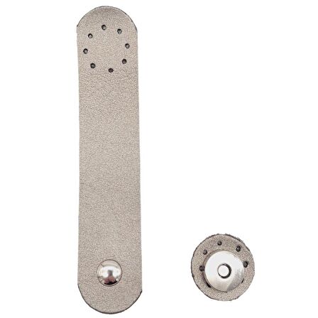 14x3 cm Suni Deri Yuva Model Çanta Kapağı Parlak Gri Gümüş Metalli