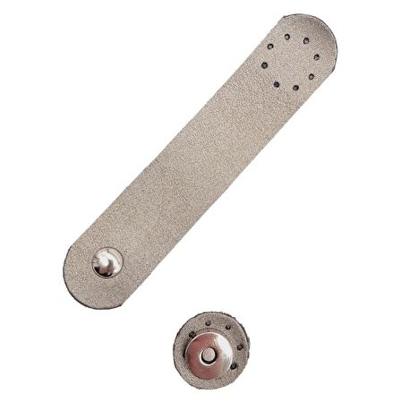 14x3 cm Suni Deri Yuva Model Çanta Kapağı Parlak Gri Gümüş Metalli