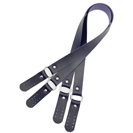 Haledört Model Suni Deri Çift Sap Lacivert Renk Gümüş Metalli