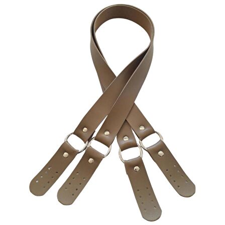 Haledört Model Suni Deri Çift Sap Vizon Renk Gümüş Metalli