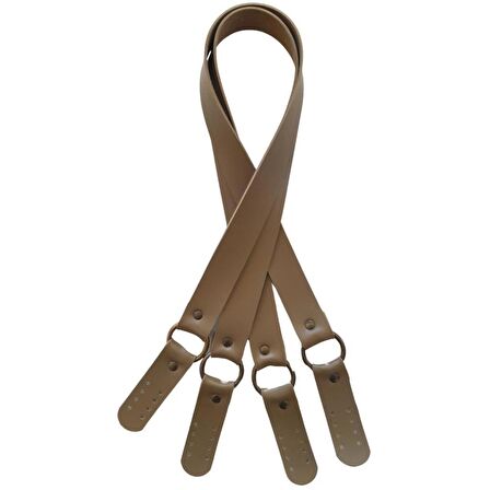 Haledört Model Suni Deri Çift Sap Vizon Renk Antik Metalli