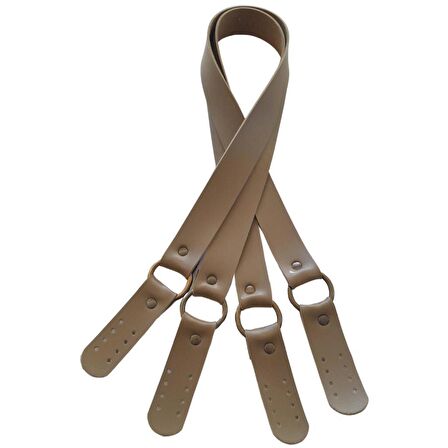 Haledört Model Suni Deri Çift Sap Vizon Renk Antik Metalli