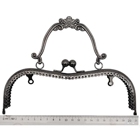 21 cm Tutmalı Çanta Klipsi Bursu Füme Metalli