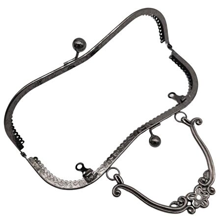 21 cm Tutmalı Çanta Klipsi Bursu Füme Metalli