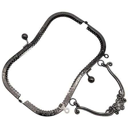 21 cm Tutmalı Çanta Klipsi Bursu Füme Metalli