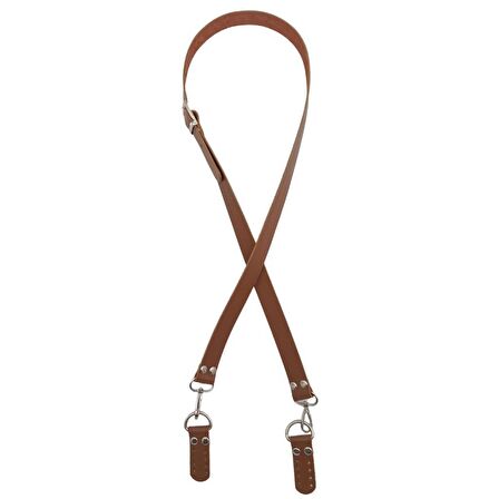 Gerçek Deri Ayarlı Uzun Sap 2.3x130 Sütlü Kahve Gümüş Metalli