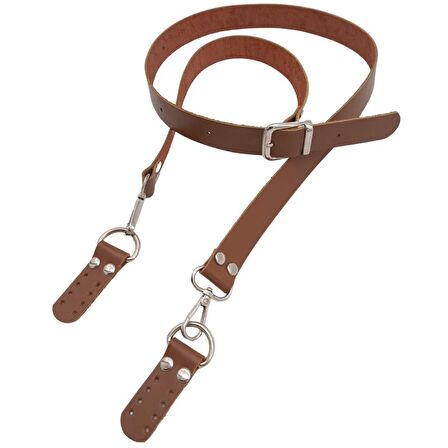 Gerçek Deri Ayarlı Uzun Sap 2.3x130 Sütlü Kahve Gümüş Metalli